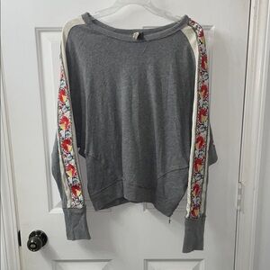 Free People Boho Grey Floral Top